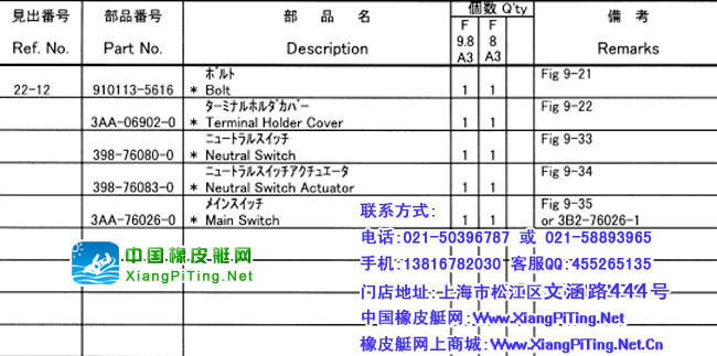 东发(TOHATSU)4冲8-9.8匹维修资料